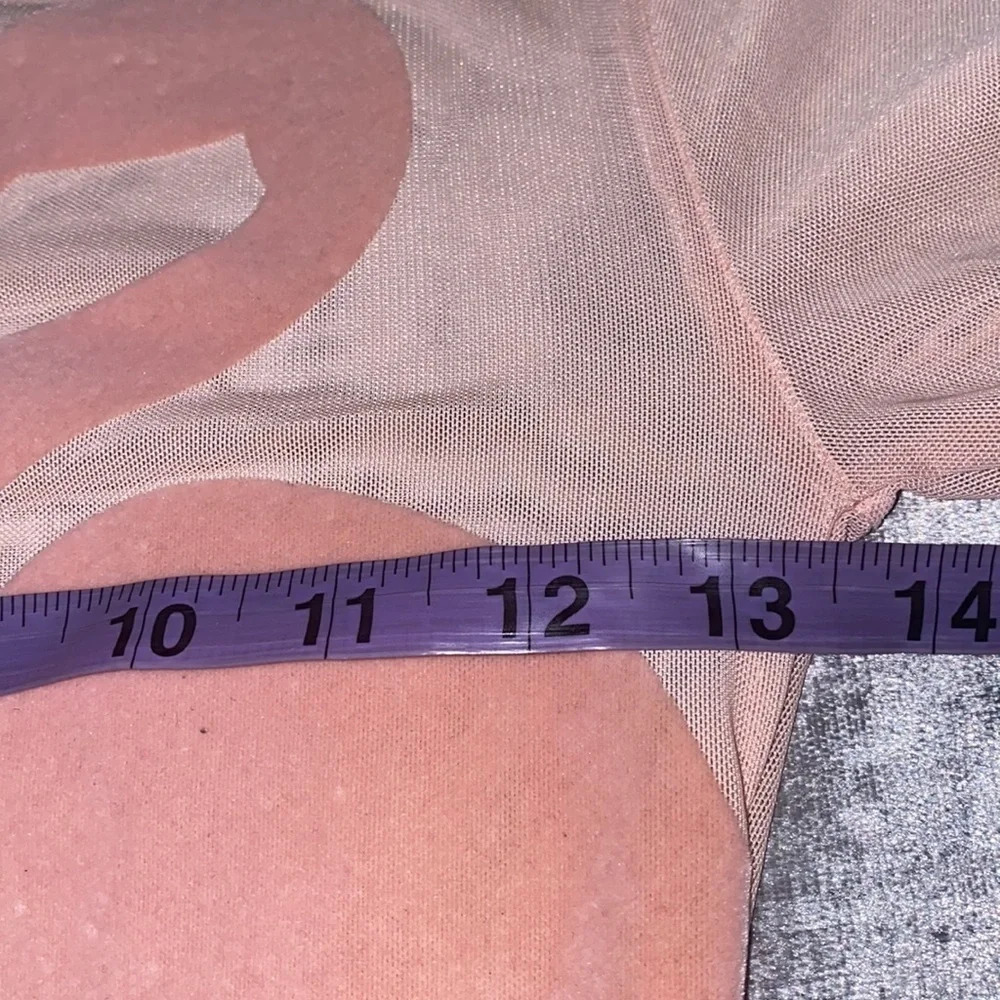 Zara Nude pink mesh flamingo detail bodysuit New Sz S - Picture 6 of 15